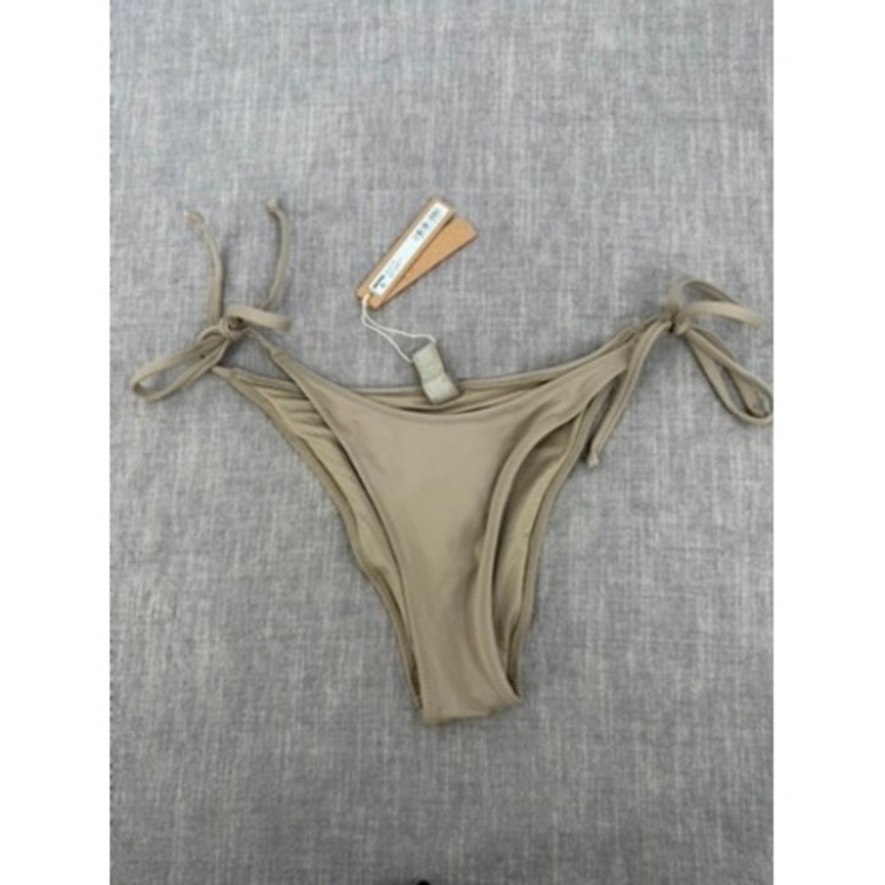SKIMS Recycled Swim Dippy Tie String Bikini Bottom Desert Tan Size XS NWT